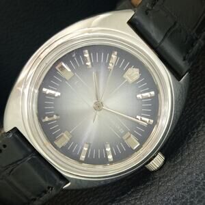 Vintage 1972 Citizen Manual Wound Mens Silver Watch & Black accents